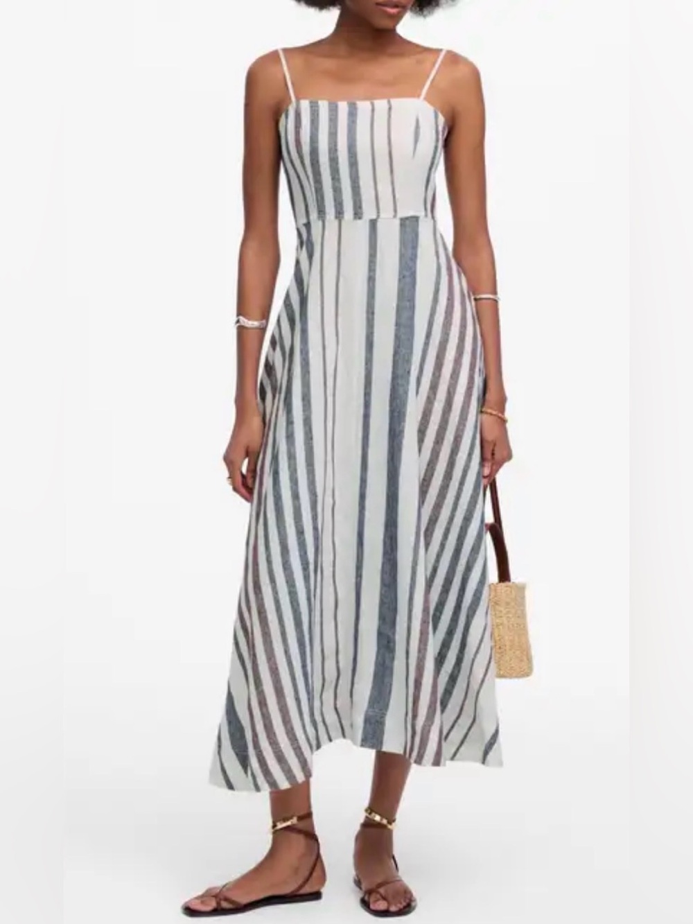 Madewell Stripe Circle Linen Maxi Dress - small